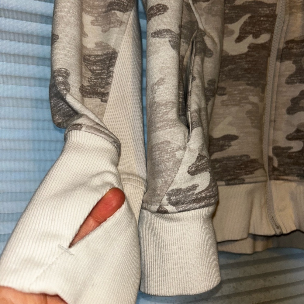 Athleta Neutral Camo Zip-Up Hoodie Jacket - Picture 3 of 8